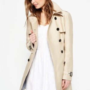 Superdry Women's Belle Light Beige Double-Breasted Trench Coat - small